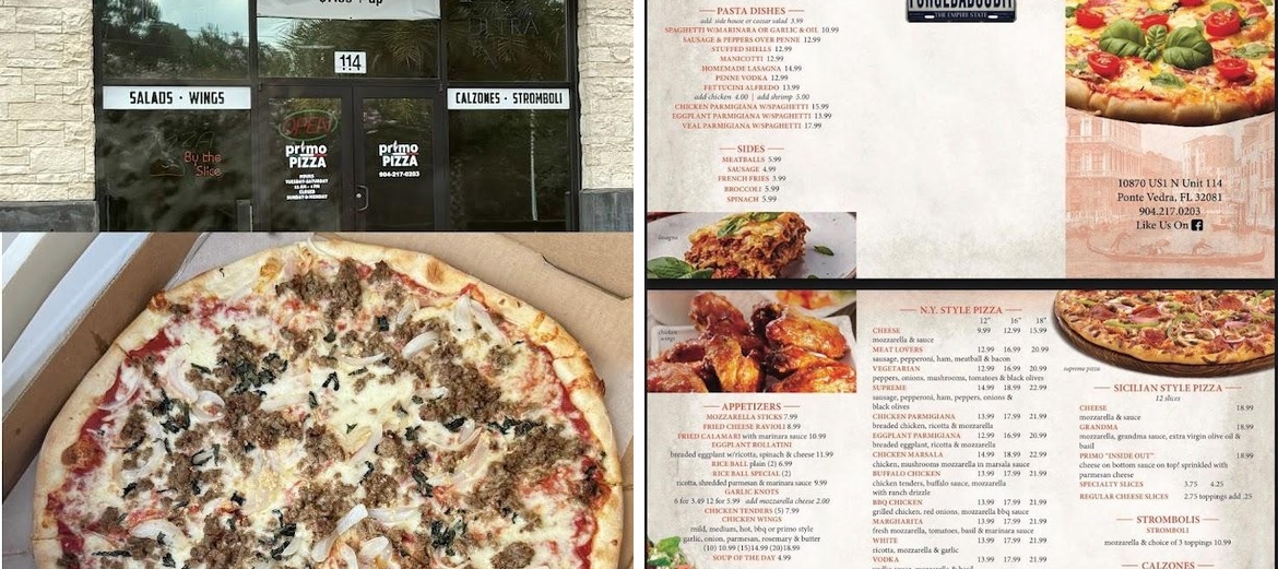 Primo Pizza Menu